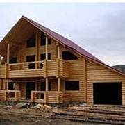Изготовление срубов из оцилиндрованного бревна карпатской сосны. Крым. фото