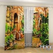 Улица в Испании арт.ТФА2656 (145х275-2шт) фотошторы (штора Сатен ТФА) фото