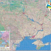 Настенная карта автомобильных дорог Украины 160х110 см; М 1:850 000 - ламинированная фото