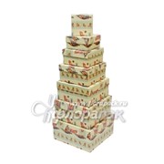 Коробка картонная цветная ККЦ №1 (7шт) квадрат(20/20/10см-8/8/4см) фото