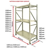 Стеллаж грузовой СГР 2000х1200х600, 3 яруса фото