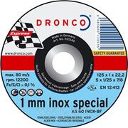 Dronco AS 60 T Inox отрезной круг по металлу универсальный 115х1х22,23 фото