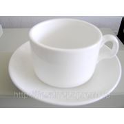 Чашки кофейные с блюдцем, стеклянные фото