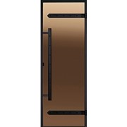 Дверь для сауны Harvia LEGEND 7х19 (стеклянная, сатин, черная коробка сосна), D71905МL фото