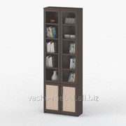Шкаф книжный, Васко СОЛО 037 Корпус венге, фасад венге/дуб молочный/стекло фото