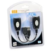 Адаптер удлинитель USB RJ45 extender до 60м витая пара УПАКОВКА БЛИСТЕР фото