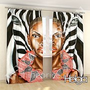 Африканская девушка холст арт.ТФА4986 (145х275-2шт) фотошторы (штора Сатен ТФА) фото