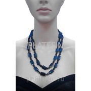 15034 Бусы с Авантюрином темно-синим и хрусталем фото