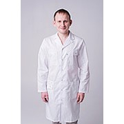 Халат медицинский белый мужской 101-01-01 (материал: сатори, на кнопках) фото