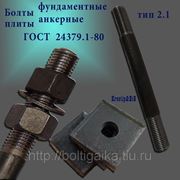 Болты фундаментные с анкерной плитой тип 2.1 м42х450 (шпилька 3) Ст3 ГОСТ 24379.1-80 (масса шпильки 4.85 кг) фото