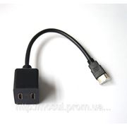Сплиттер HDMI папа 1х вход male мама 2х выход female (1 in -> 2 out) adapter HDTV splitter dual фото