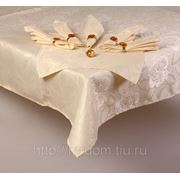 Комплект 13 пр:скатерть 150*220 см-1 шт.+салфетки 45*45 см-6 шт.+кольца-6 шт.шампань (784919) фото