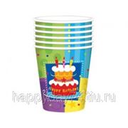 Бумажные стаканы для праздника “Торт Birthday“ фото