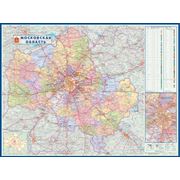 Настенная административная карта Московской области “Московская область“ 158х118 м. фото