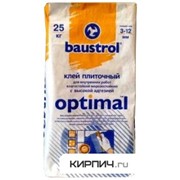 Клей плиточный влагостойкий с повышенной адгезией Optimal Baustrol 25 кг фото