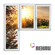 Балконный блок ПВХ Rehau 2100х2100 мм 2-ЛГ-ПО 3 стеклопакет фото