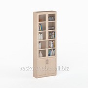 Шкаф книжный, Васко СОЛО 037 Корпус дуб молочный, фасад дуб молочный/стекло фото