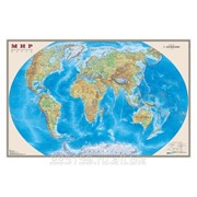 Карта настенная Мир. Физическая карта, М-1:25 млн., размер 122х79 см, ламинированная фото