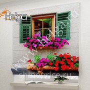 Окно с цветами в Италии арт.ТФР3335 римская фотоштора (Габардин 1v 60x160 ТФР) фото