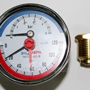 Термоманометр аксиальный Экомера 0-120°, 0-10 бар, 1/2 фото