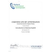 Сертификат Oxford Webinars. Деловой Английский