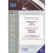 Сертификат DEA SYSTEM