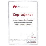 Сертификат SBC "WOW marketing"