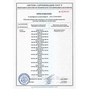 Приложение к сертификату соответствия на алюминиевые радиаторы Calidor S3 и S4 Fondital