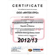 Сертификат дилера от фирмы Endress (Германия)