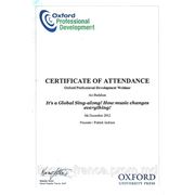Сертификат Oxford Webinars. Professional Development