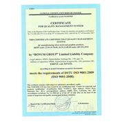 ISO 9001:2009 (ISO 9001:2008) SERTIFICATE FOR QUALITY MANAGEMENT SYSTEM