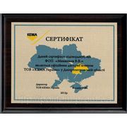 Сертификат представительства "Кема"