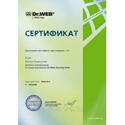 Сертификат менеджера по лицензированию Dr. Web Desktop Security Suite.