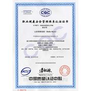 Международный сертификат охраны труда и здоровья OHSAS18001:1999 GB/T 28001-2001
