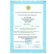 Свидетельство государственной перерегистрации юридического лица (на казахском)