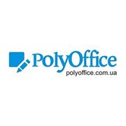 Логотип компании ЧП Медведева «PolyOffice» — биндеры, ламинаторы, резаки, уничтожители бумаги. (Днепр)