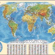 Настенная общегеографическая карта мира 160х110 см; М1:22 000 000 - ламинированная/на планках фотография