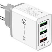 Сетевое зарядное устройство HRS QC-03 с поддержкой Quick Charge 3.0 с 3 USB выходами (Белый) фото