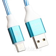 USB кабель «LP» USB Type-C «Волны» (голубой/белый/европакет) фото