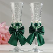 Набор свадебных бокалов “Бантик“, зелёный фотография