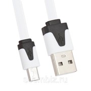 USB кабель «LP» Micro USB плоский узкий (белый/коробка) фото