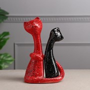 Статуэтка “Пара котов“, гранит, красно-чёрная фото
