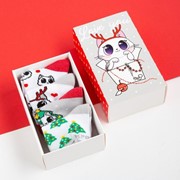 Набор новогодних носоков Крошка Я 'Котик', 4 пары, 10-12 см фото
