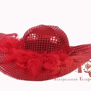 Шляпа женская, красная с пайетками фото
