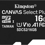 Карта памяти Kingston micro SDHC 16Gb Canvas Select Plus UHS-I U1 A1 + ADP (100/10 Mb/s) фотография