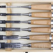 Набор ЗУБР Стамески-долото ЭКСПЕРТ с деревянной ручкой, хромованадиевых, 6; 10; 12; 16; 20; 25мм, 6шт фотография