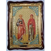 Икона Иоаким и Анна, в фигурном киоте, с багетом большая Храмовая 82х114 фото