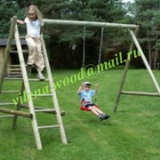 Качеля деревянная для детей, одинарная с двумя лестницами, “Хелен-1“, АРТ ВЛН 3007 фото