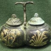 Двойной бронзовый чайник с инкрустацией. Китай. фото