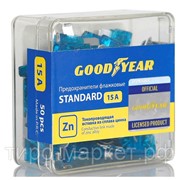 Набор флажковых пластиковых предохранителей Goodyear стандарт 50 штук 15А фотография